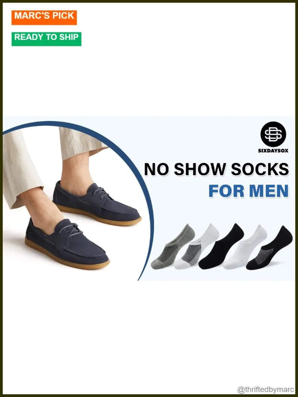 No Show Socks 6 Pack Men Invisible Low Cut Non Slip Silicone Grip Breathable
